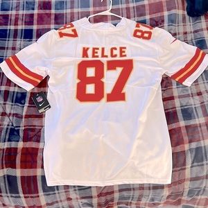 White, adult L Travis Kelce KC jersey. NFL Shop authentic, brand new with tag.